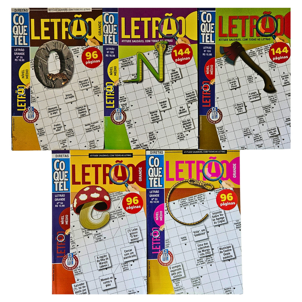 Kit 5 Palavras Cruzadas Letrão Nível Médio