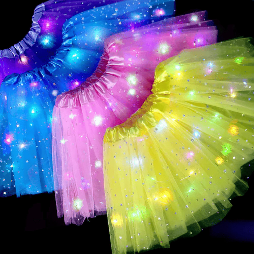 Saia Tule com Led Strass Adulto 40cm Festa Halloween Carnaval