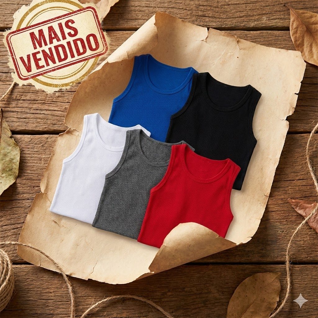 Regata Masculino 3 peças Casual Academia Streetwear Básica Verão 2025 Preta