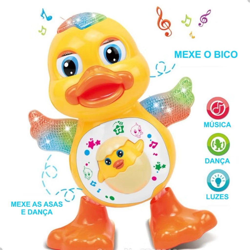 Brinquedo Pato Patinho Dançante Musical Dança, Anda E Mexe com Luz E Som