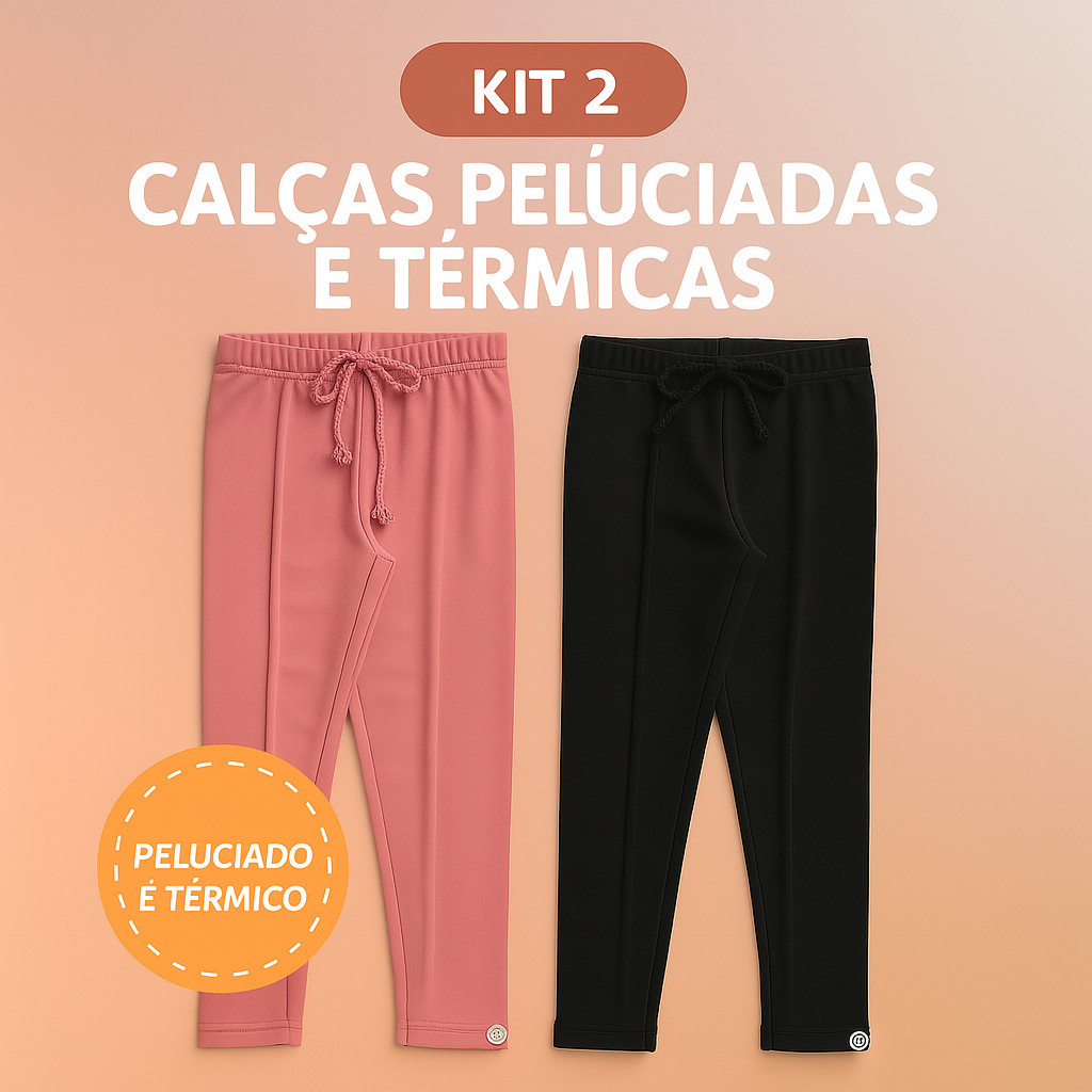 Kit 2 Leggings Infantil Menina Peluciada  Conforto Confortável Quentinho Feminina Kids