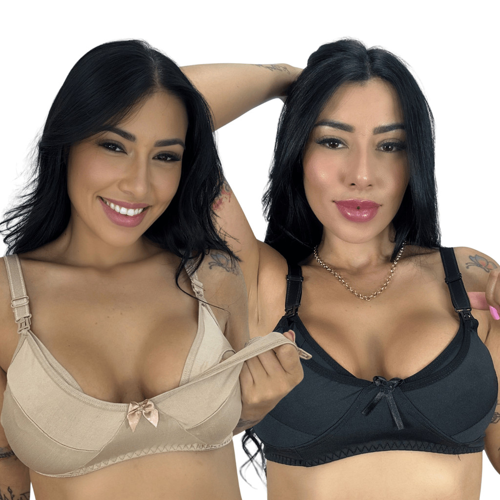 Kit 2 Sutiã Lingerie Amamentação Reforçado Micro Basic Gestante Pós Parto