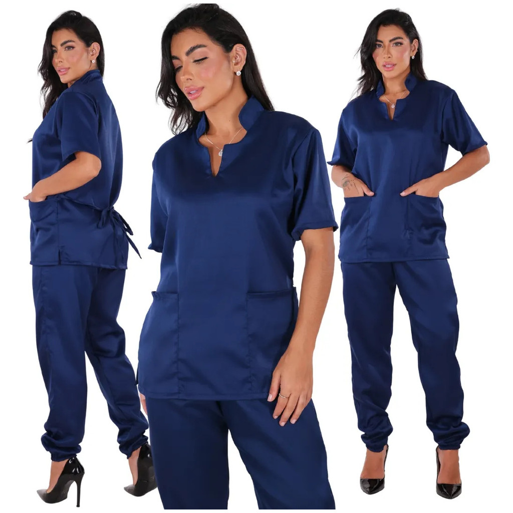 Conjunto Confortável Scrubs Garbadine Feminino Hospitalar Pijama Cirurgico