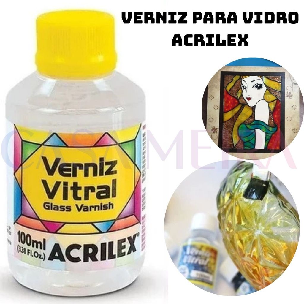 Verniz Vitral Incolor Clareador Acrilex 100ml Transparente Brilhante Original