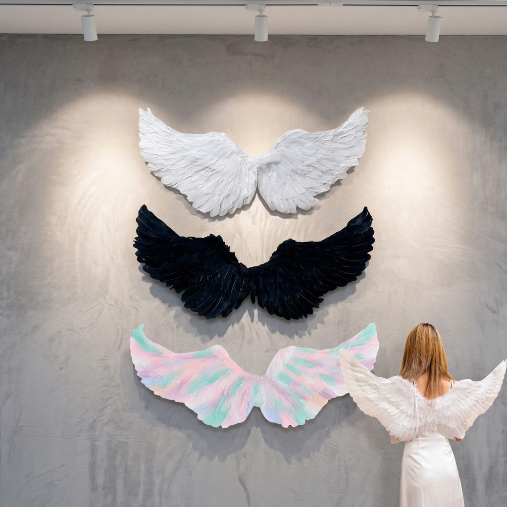 Asa de Anjo Branco \ Preto Para Carnaval Festa Fantasia HALLOWEEN Festas Cosplay - 60CM/80CM