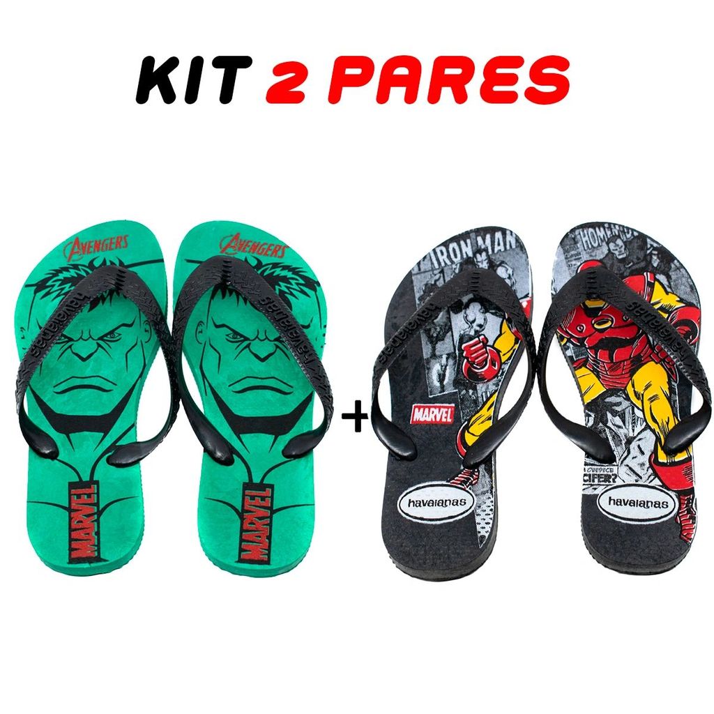Kit 2 Chinelos Infantil Menino Personagens
