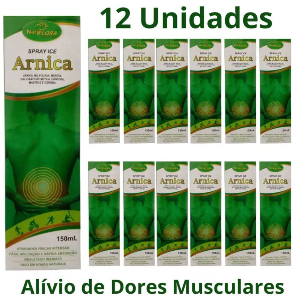 Kit 12 Spray Corporal Arnica 150ml Sensação Refrescante Uso Diário