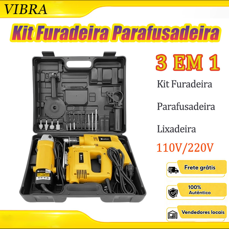 Kit De Furadeira , Chave De Fenda E Lixadeira 3 Em 1 Com Serra Tico Maleta De Transporte , 110V/220V