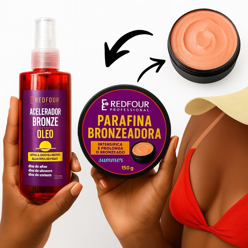 kit  Acelerador De Bronze 120ml + Parafina Bronzeadora RedFour 150g original