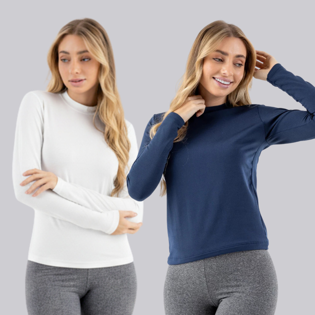 KIT 2 (lote duas) Blusas Térmica Feminina Segunda Pele Peluciada Inverno Acabamento Premium