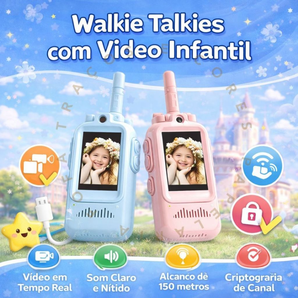 Walkie-Talk Infantil Com Video| Rádio Comunicador| Tela LCD| 3 Modos de Voz| Comunicação Sem Fio| Presente Menino Menina