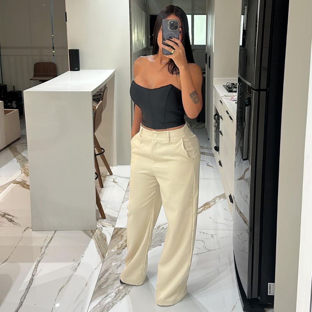 Calça Alfaiataria Pantalona Premium Com Bolso PROMOÇÃO
