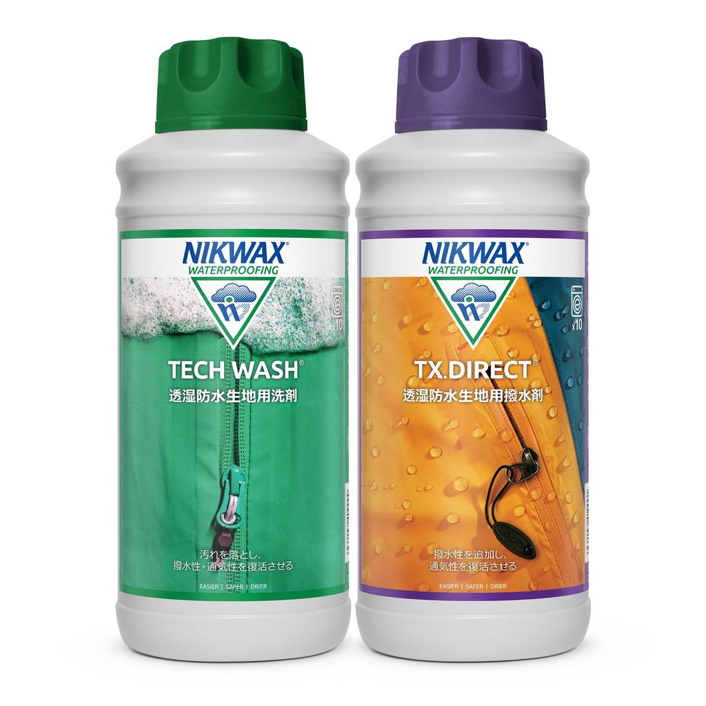 NIKWAX Tech Wash + Tx.direto-In 300ml x 2-Agente De Limpeza E Impermeabilizante Para Equipamentos Impermeáveis Respiráveis , Eas