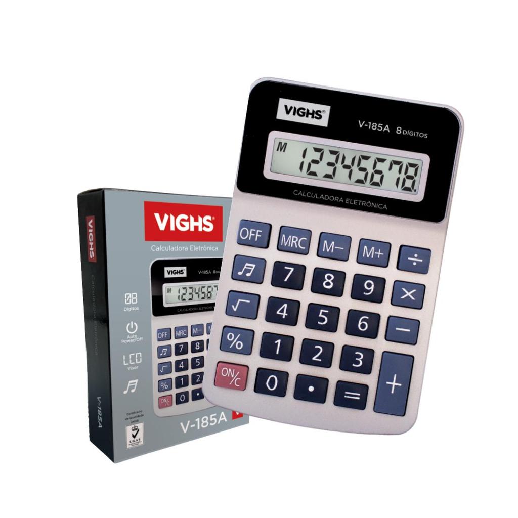 Kit 2 Calculadoras De Mesa Pequena 8 Dígitos V185a Cor Cinza