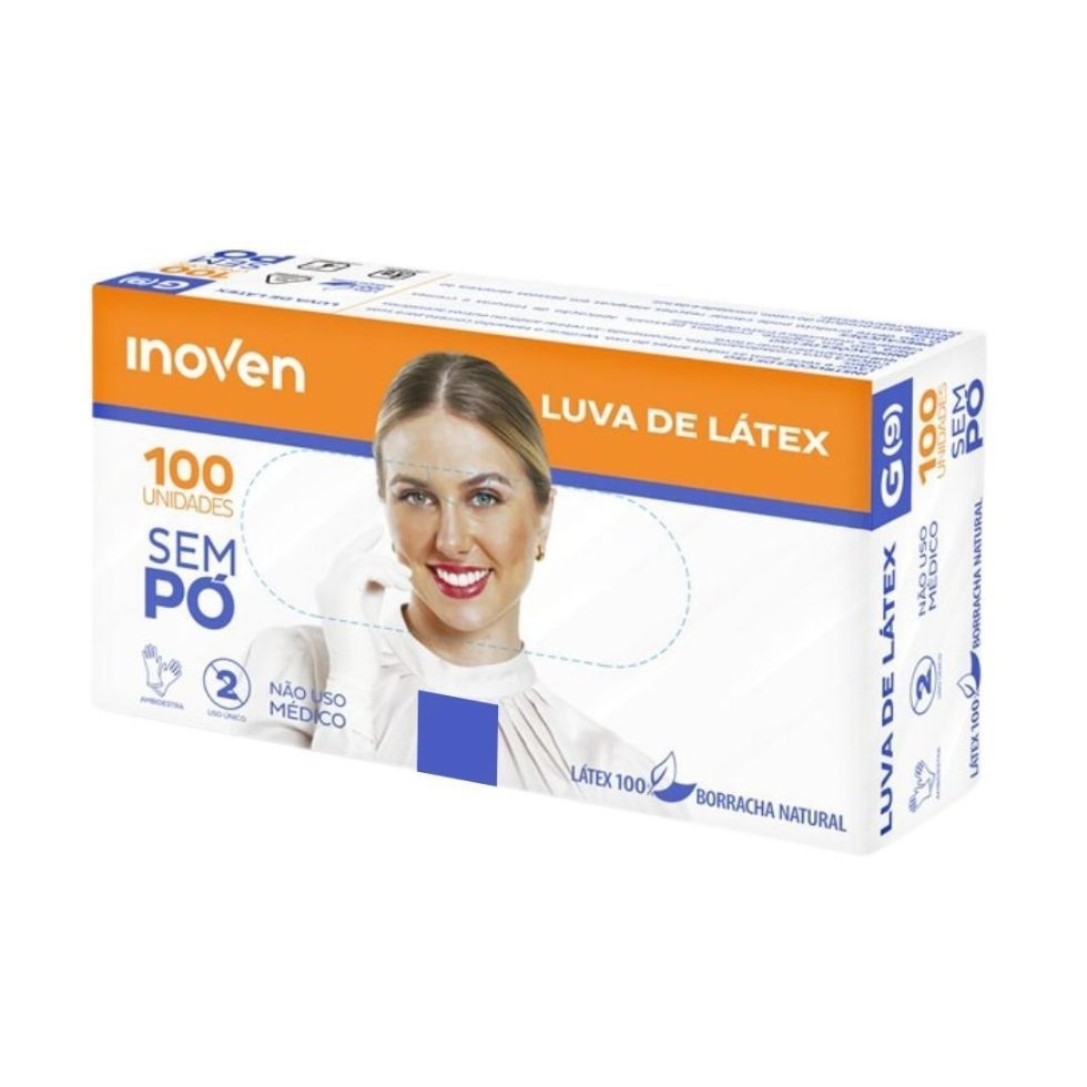 100un Luva Latex Profissional sem Pó Inoven