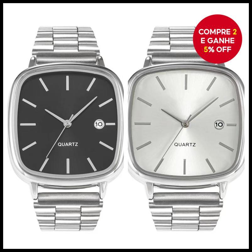 Preço Especial Relógio De Quartzo Quadrado Retrô Em Liga De Aço Para Casais
