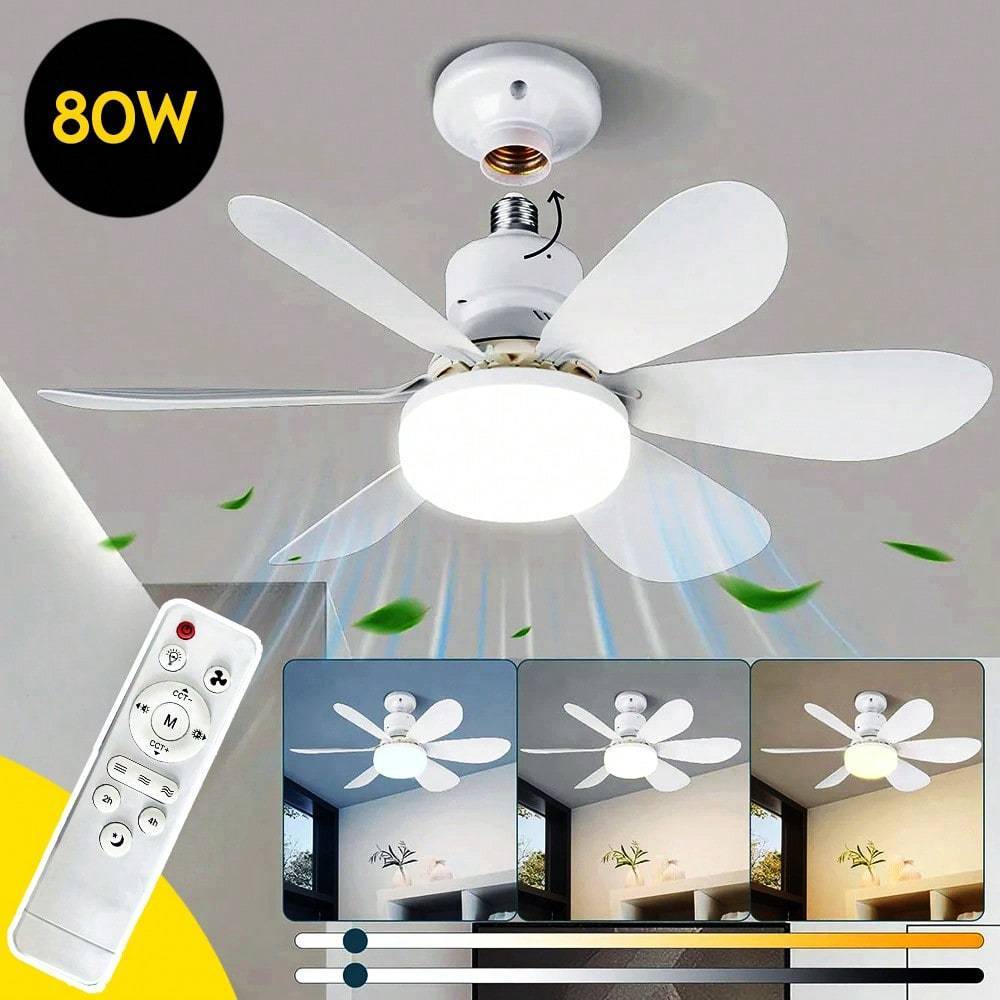 Ventilador de Teto com Luz LED e Controle Remoto, 6 Pás, Moderno para Sala e Quarto