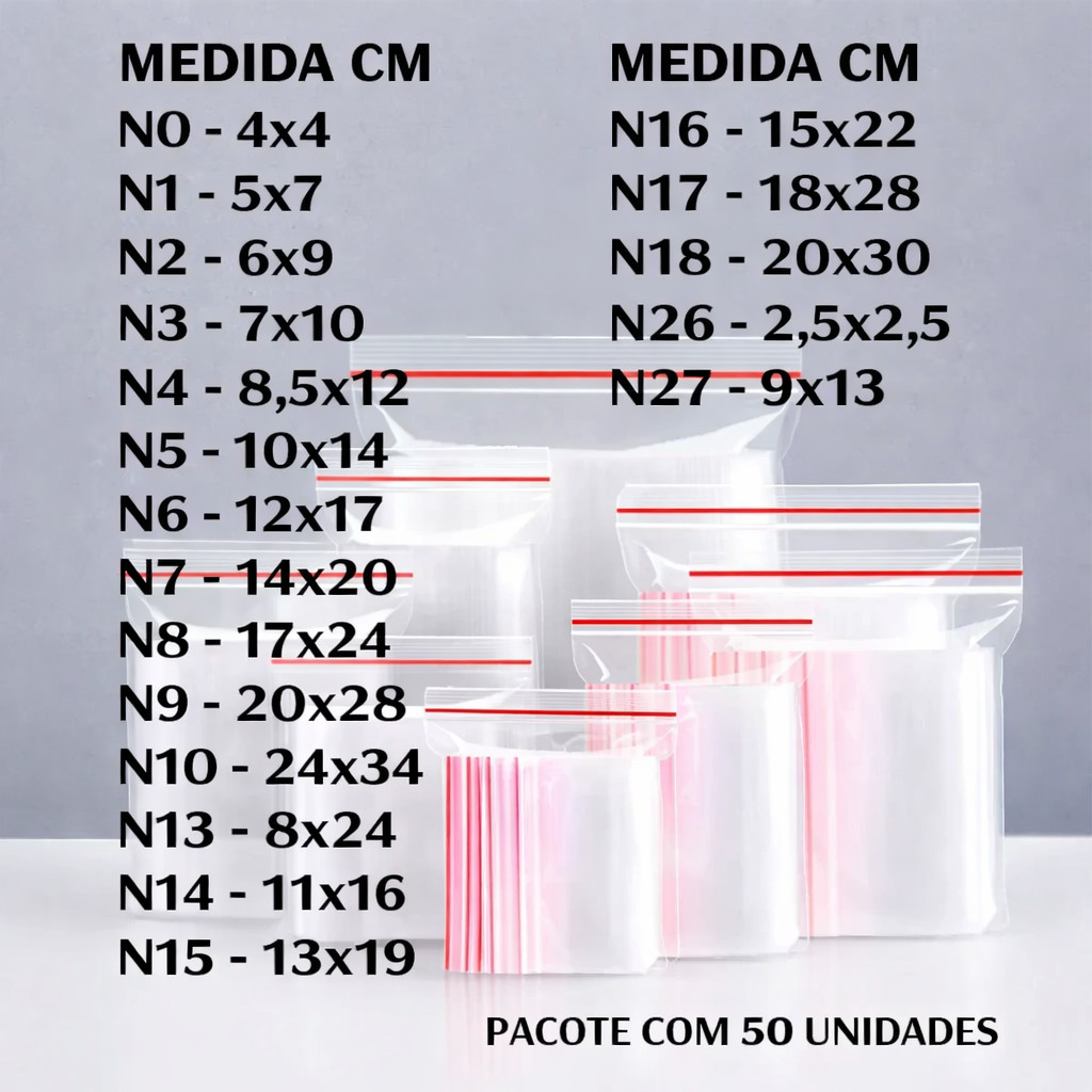 Saco Zip Hermético Abre e Fecha - C/  Unidades Escolha e Tamanhos - Qualidade Grosso