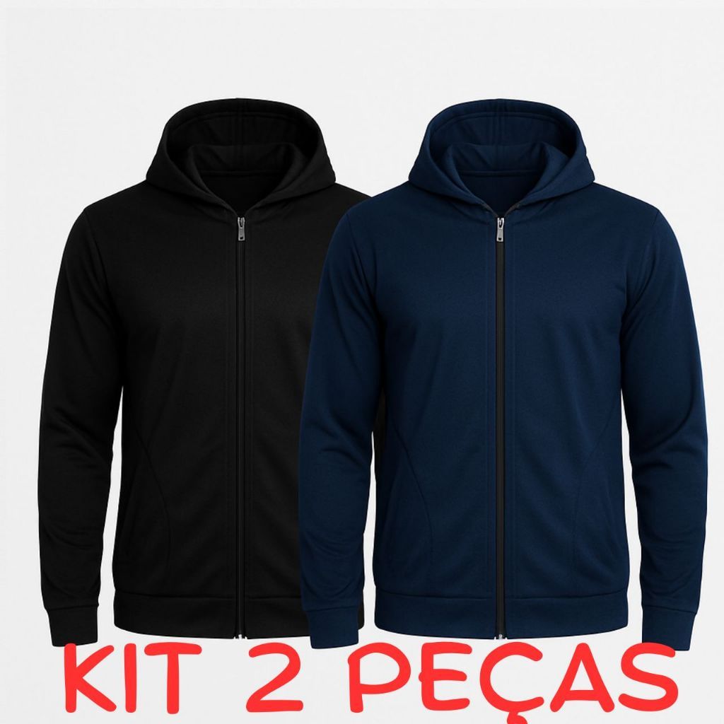 Blusas de Freio Com Fecho em Zíper E Capuz 2 Bolsos Frente Confortável