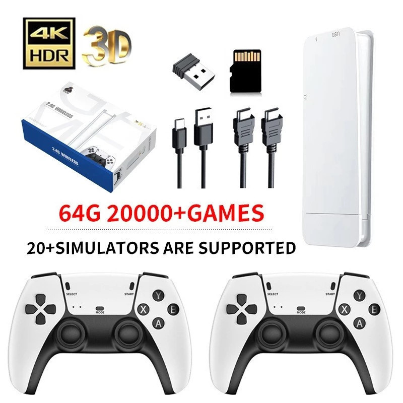 NOVO Vídeo Game Stick M15 Pro 4k 64gb Hdmi Com 2 Controles Se Fio +20mil Jogos
