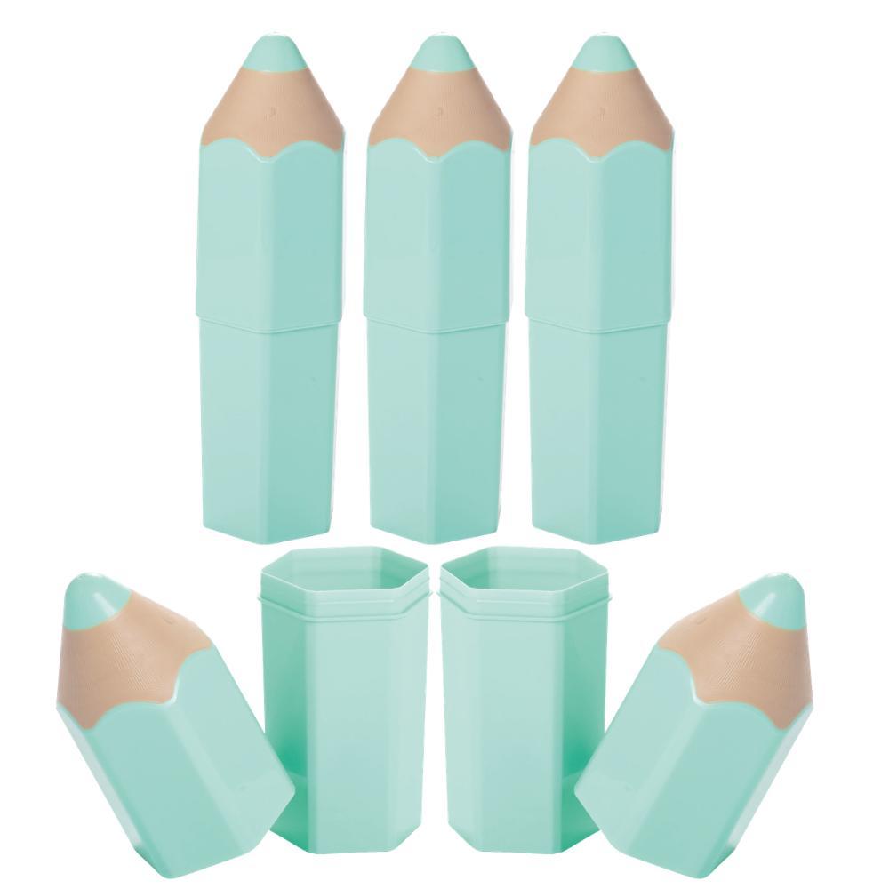 Kit 5 Organizadores Lápis Verde Menta 3D Lúdico Mesa Porta Objetos Porta Treco Presente Lembrancinha Formatura Plasútil