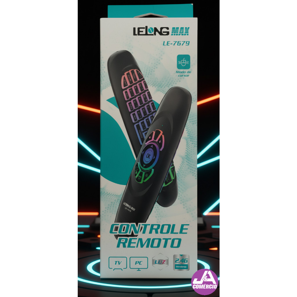Controle Remoto Air Mouse Com Luz Led Teclado 2.4G Universal USB Smart