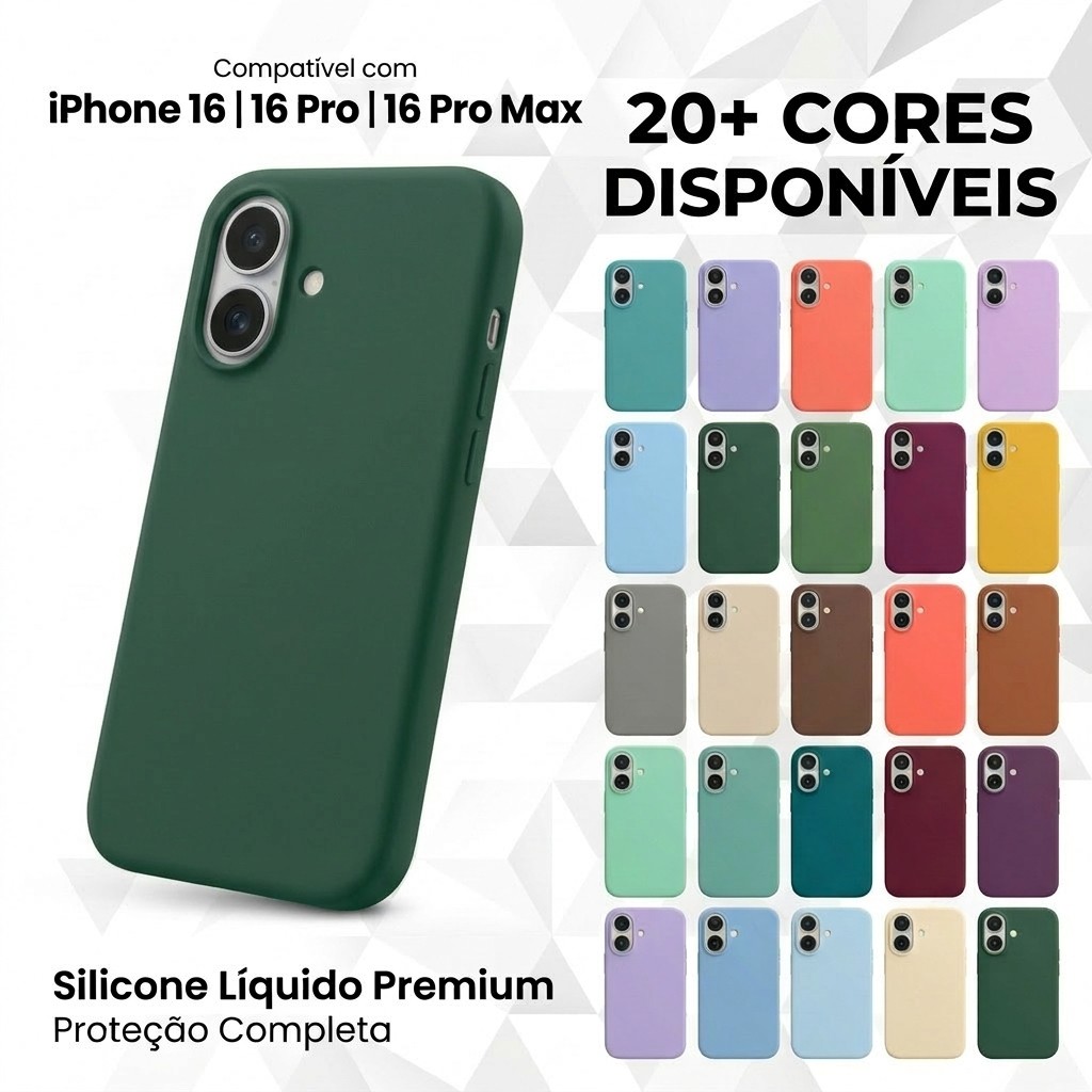 Capa Capinha Silicone Aveludada Compatível Com iPhone 16 / 16 Pro / 16 Pro Max Premium Luxo