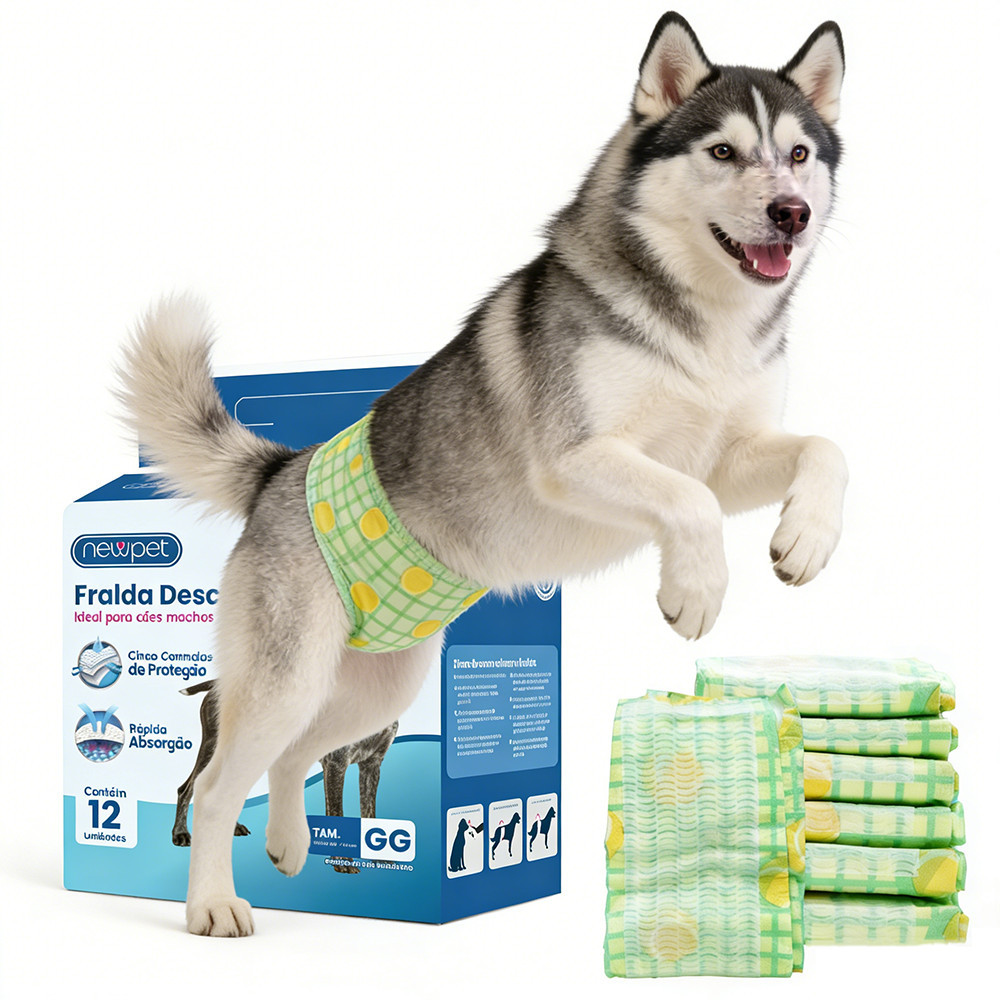Newpet Fralda higiênica cães Pet descartável para cachorro Macho 12 unidades （P/M/G/GG)