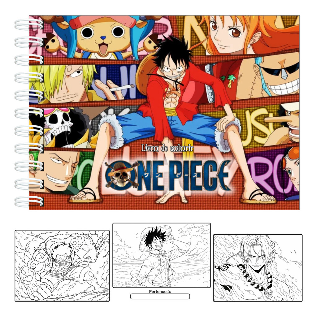 Livro De Colorir One Piece Luffy Capa Dura 50 Páginas 180g A5 Laminação Brilhosa Ou Fosca Com Acetato