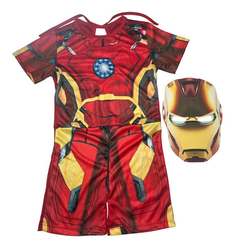 Roupa Infantil Fantasia Aniversário Homem De Ferro Mascara 3D