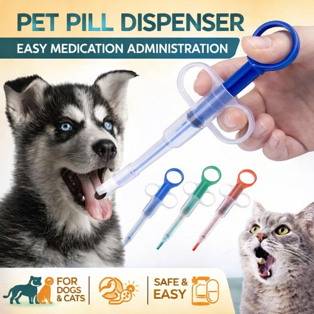 Aplicador de Comprimidos Seringa Aplicadora para Cachorro Gato Remédio Medicação Reutilizável Pet LR-0226