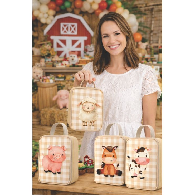 Kit 10 Maleta Slim  para aniversario e lembrancinha Tema fazendinha