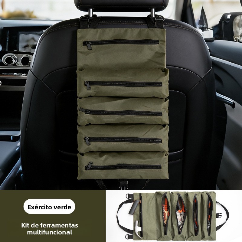 Kit de ferramentas dobrável portátil mecânico elétrico alça multifuncional com zíper de 5 grades
