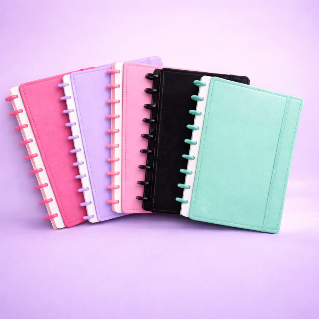 Caderno Universitário de Discos Liso Adicionar E Remover Folhas Papelaria Fofa Versátil