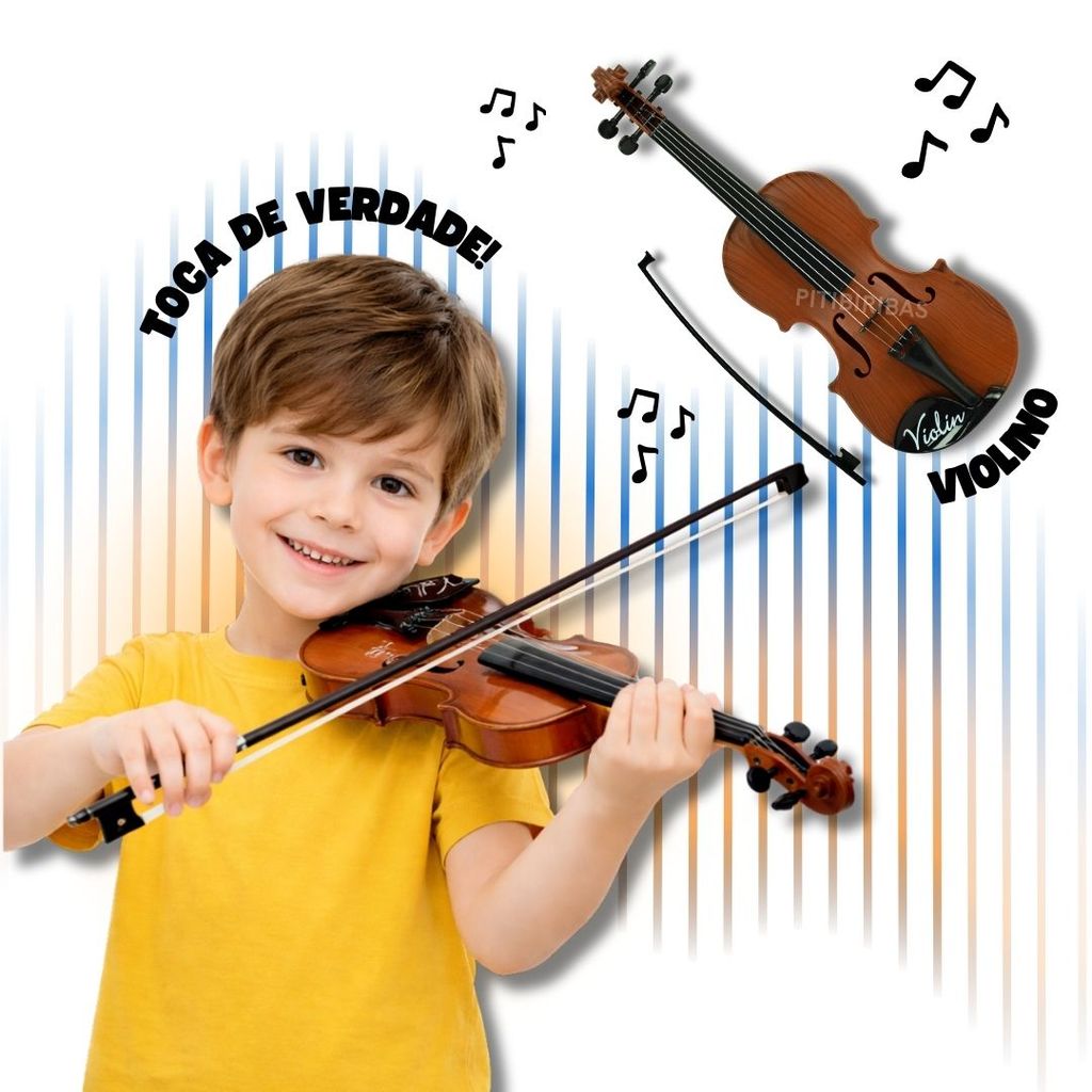 Violino Infantil Brinquedo com Arco 42 cm Musical Plástico