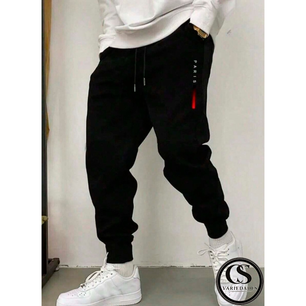Calça Masculina Paris Calça Moletom Jogger Com Bolso Amarraçao Confortavel Macia Envio Imediato