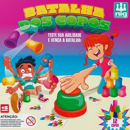 Jogo Educativo Batalha dos Copos com Copos Coloridos e desafios - NIG