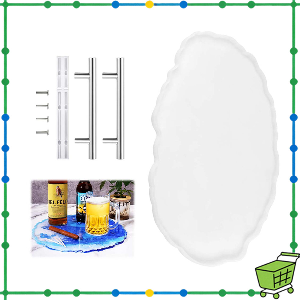 Molde de Silicone de resina grande bandeja de chá Oval porta-copos faça você mesmo molde de resina epóxi com alça