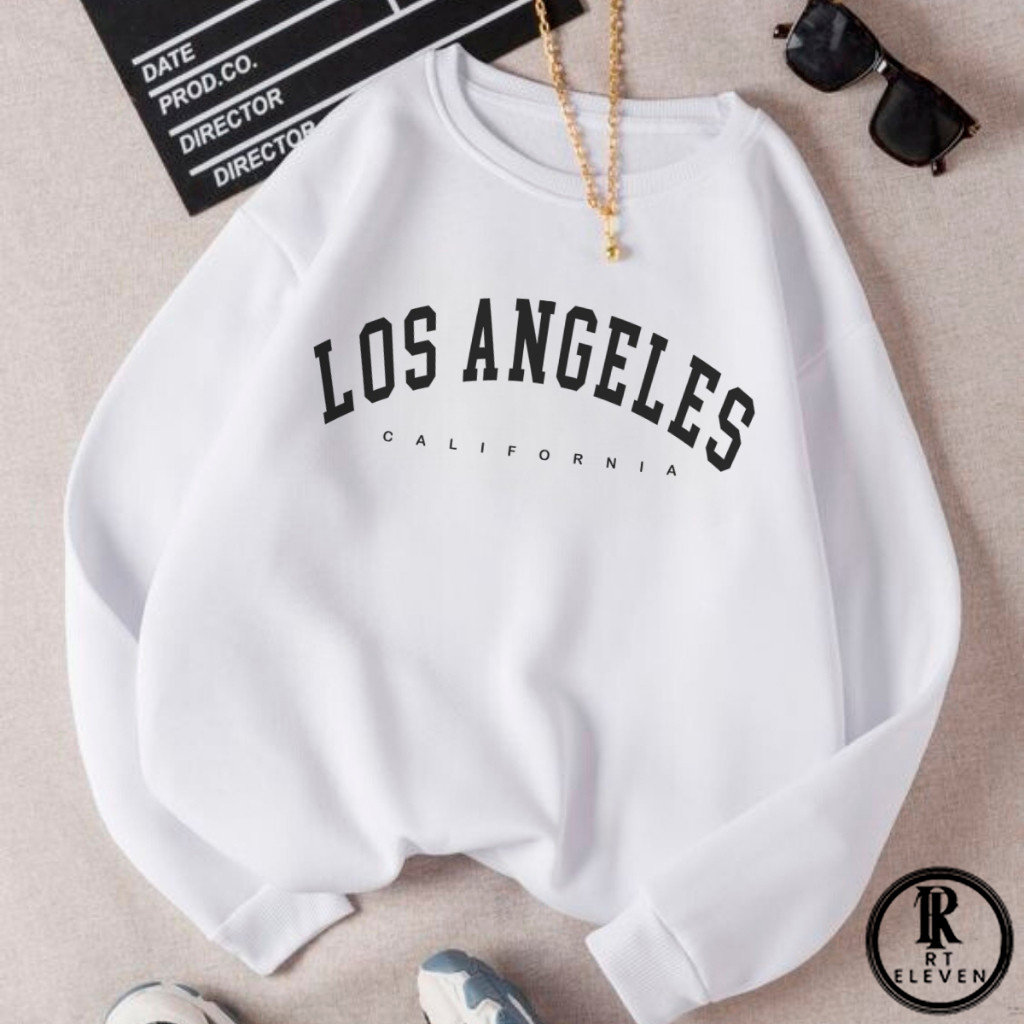 Moletom Careca Los Angeles Gola Redonda Casaco Feminino Masculino Flanelado Unissex Inverno Frio Algodão Blusa