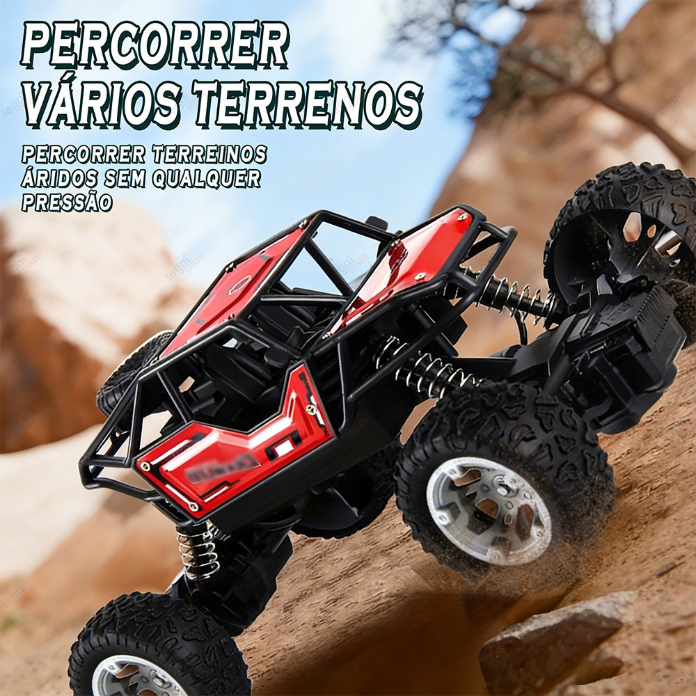 Veículo Off Road Controle Remoto 4x4 Recarregável USB Jeep Terra Pedra Areia Super Durável Criança