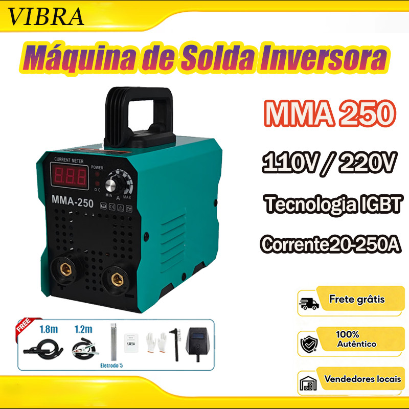 Máquina de Solda Portátil Inversora IGBT Profissional MMA-250 110V/220V
