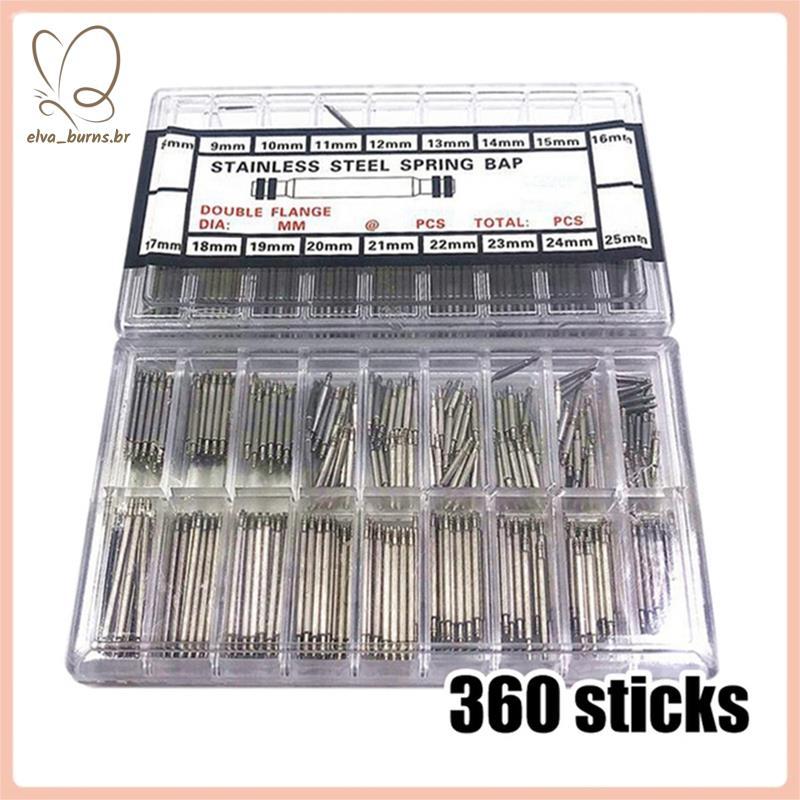 [elva_burns.br] Barra De Mola De Relógio De 360 Peças 8Mm-25Mm Pinos De Ligação De Pulseira Cotter Bar Ferramentas