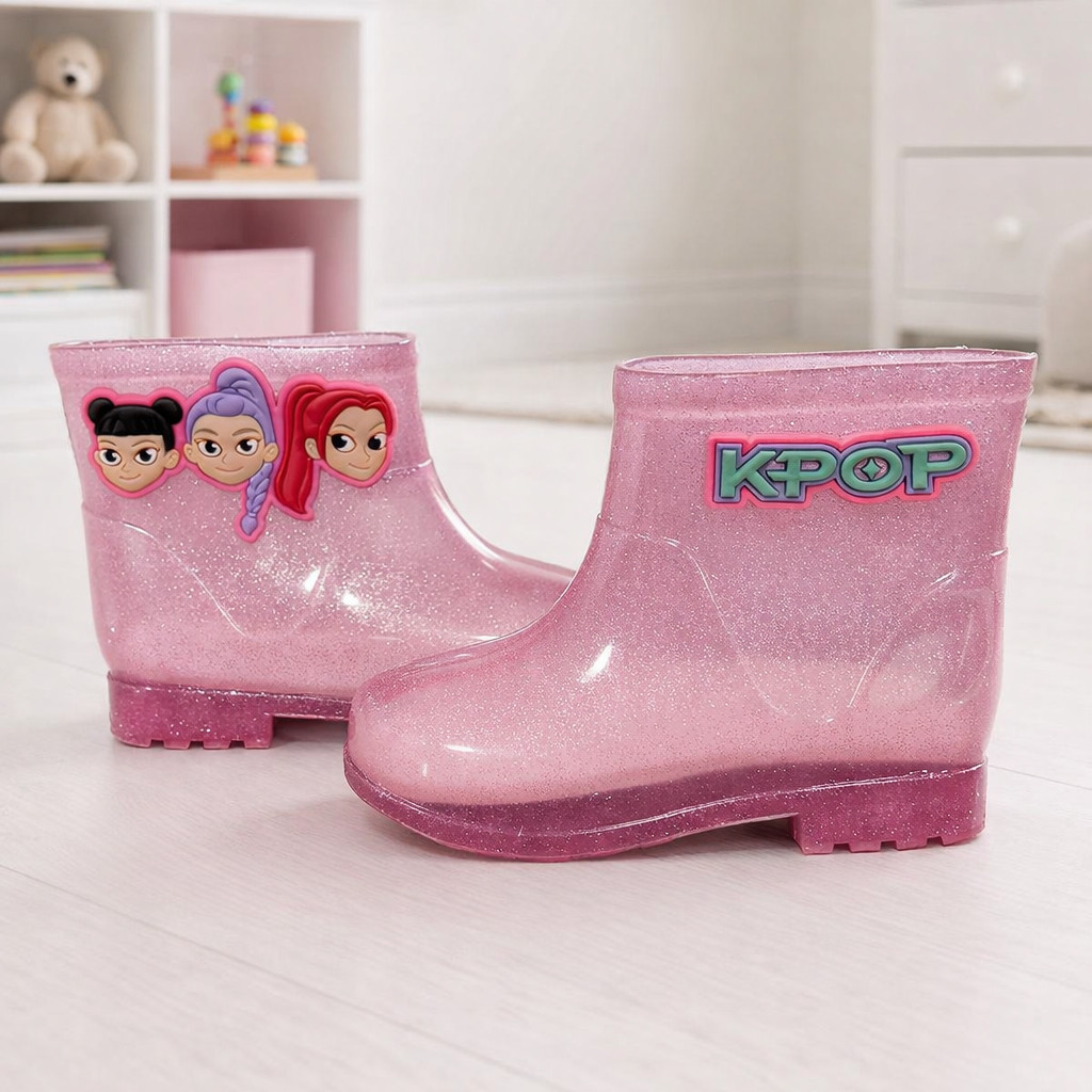 Galocha Botas Infantil Meninas Femininas  Criança Kpop Guerreiras Leve Impermeável Confortável