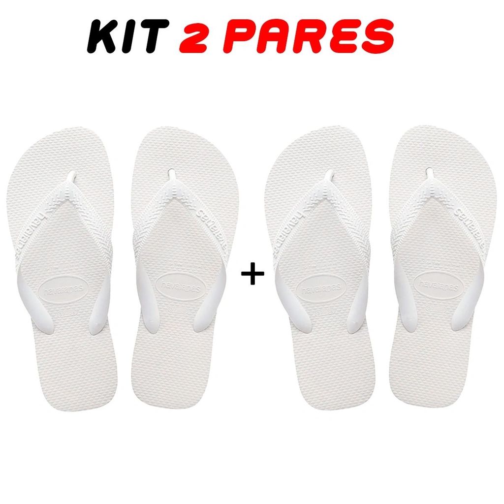 Kit 2 Chinelos Masculino Havanas Branco e Preto