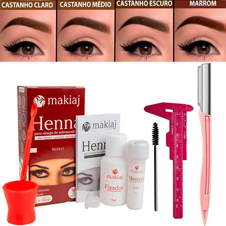 Conjunto De Henna E Kit Para Sobrancelha Com Régua Faca Design De ,