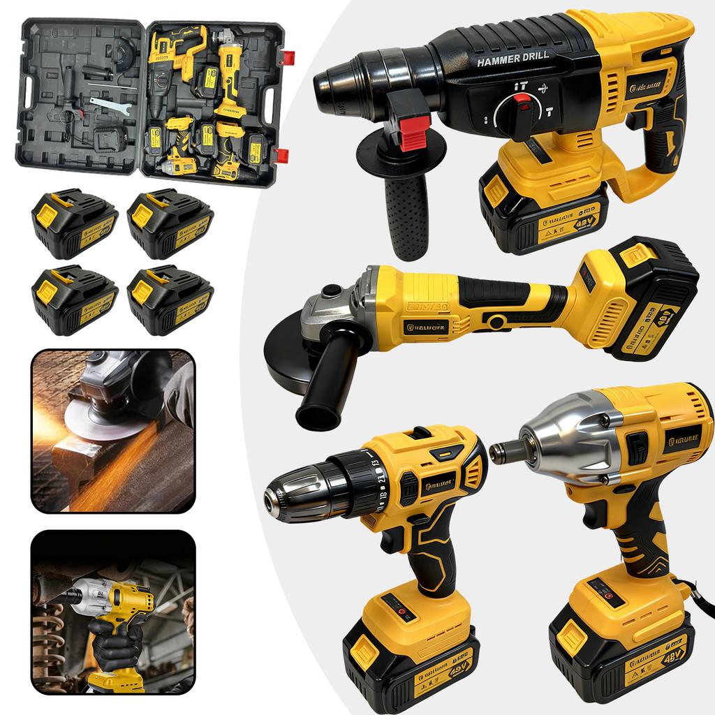 Kit Profissional 4 em 1 Furadeira de Impacto 48V Robusto e Durável Ideal para Iniciantes e Profissionais da Área