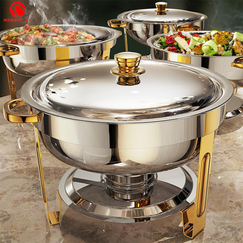 Rechaud Inox Redondo 6 Litros Banho Maria Aquecedor Alimento aço inox litros Aço Inox6 MEFБAFLEX