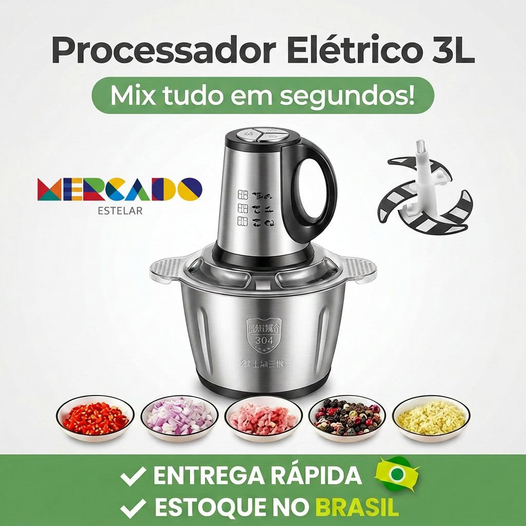 Triturador Processador De Alimentos Carne e Legumes Multiprocessador Elétrico 2 Modos 110v-220v