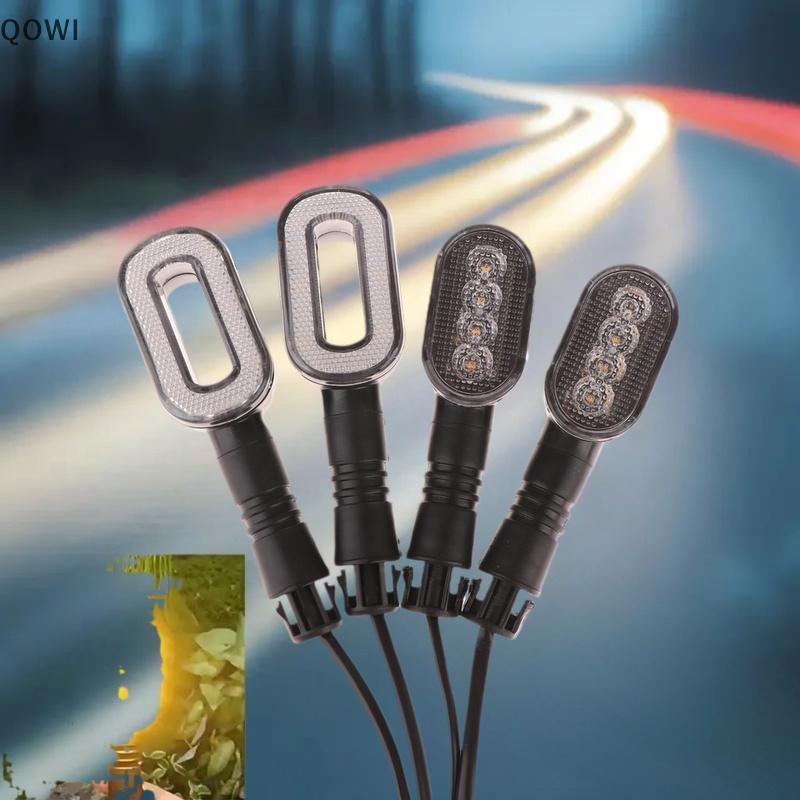 qo 2 Peças Luz Traseira De Buzina De Sinal De Mudança De Direção De Bicicleta 36V/48V/60V/72V Lâmpada De Advertência De 