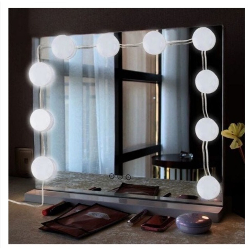 Kit Luz Camarim Luz Para Espelho Com  Adesivo Maquiagem Com 10 Lampadas Led 3 Cores